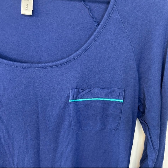 Cosabella Navy Blue and Aqua Scoop Neck Long Sleeve Night Shirt, Size Medium - Picture 2 of 8
